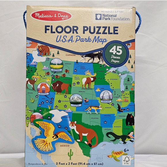 Melissa & Doug  Jumbo National Parks U.S.A. Map Floor Puzzle 45 pc NWT - Picture 1 of 5